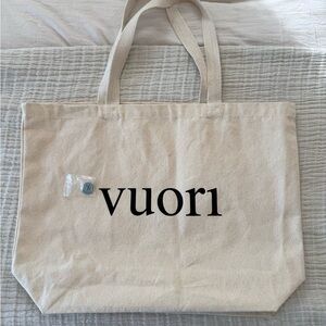 Vuori Natural Canvas Tote Bag With Vuori Cactus Pin